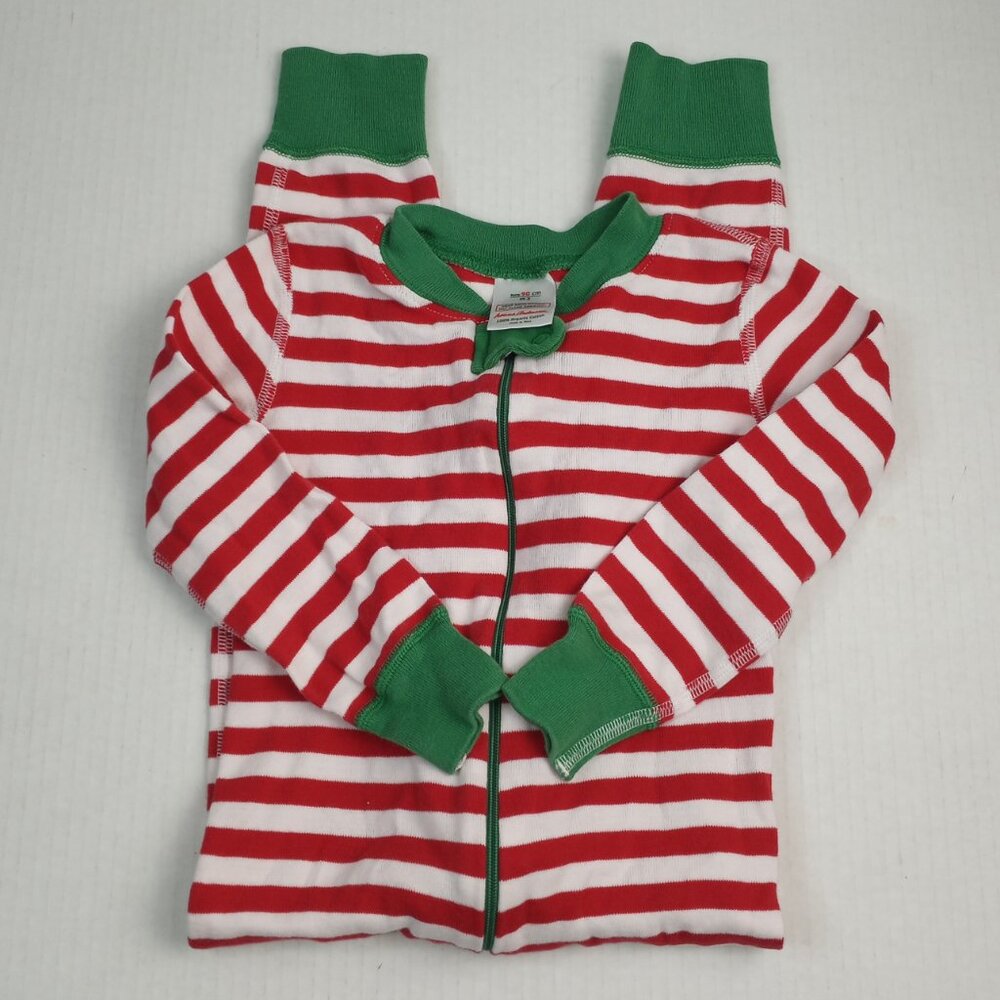 Hanna Andersson Holiday Red White Stripe Full Zip One Piece Sleeper